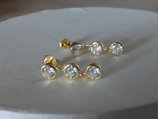 'Trinity' 18k Gold drop stud