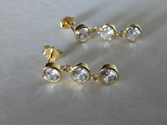 'Trinity' 18k Gold drop stud