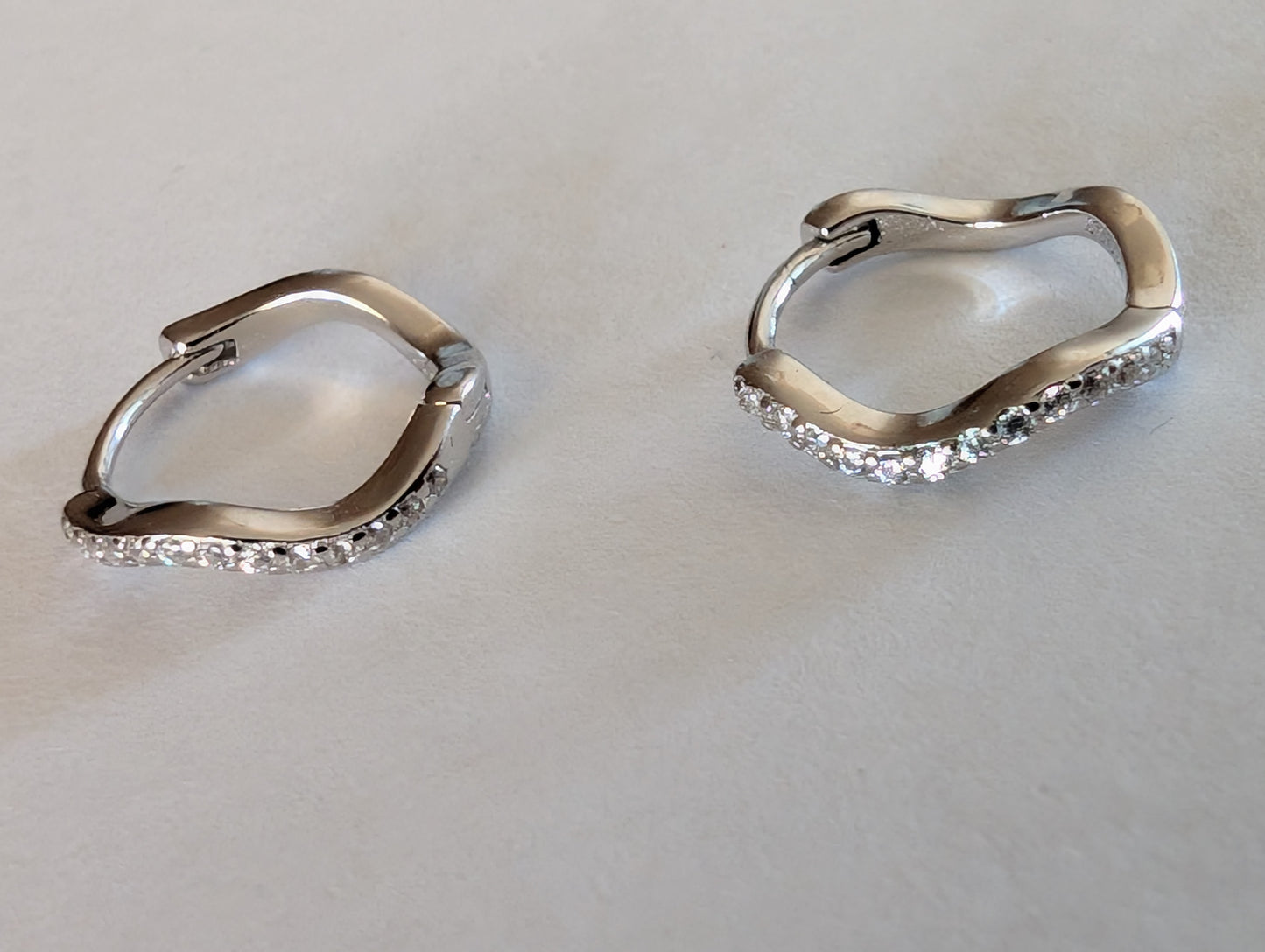 'Wave' Sterling silver Pave hoop