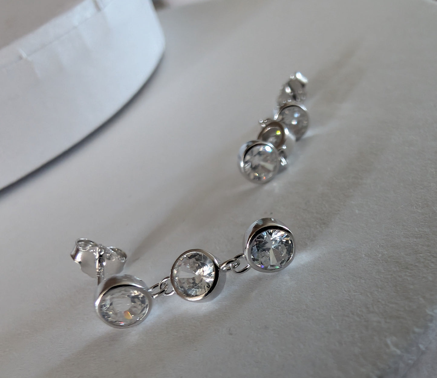 'Trinity' Sterling silver drop stud