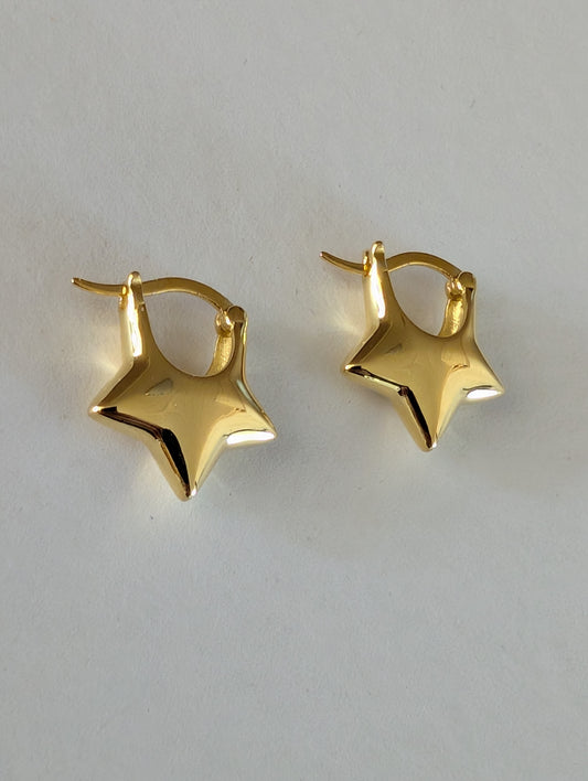 'Astrid' 18k Gold star hoops